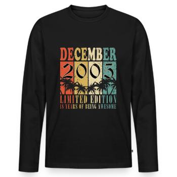 18. Geburtstag Jahrgang Dezember 2005 Original 200 - Männer Premium Bio Langarmshirt - Schwarz - Vorne - Nico (187cm)