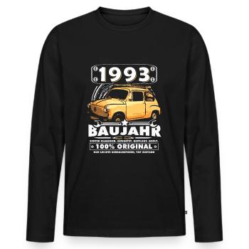 1993 Baujahr Geburtstag Jahrgang - Männer Premium Bio Langarmshirt - Schwarz - Vorne - Nico (187cm)