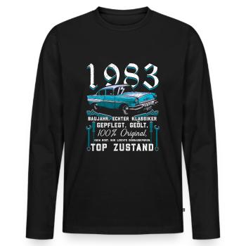 Oldtimer 1983 Baujahr – Vintage Retro Geburtstag - Männer Premium Bio Langarmshirt - Schwarz - Vorne - Nico (187cm)