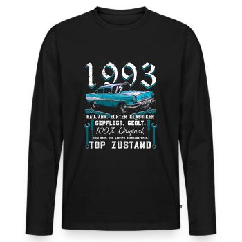 1993 Baujahr Geburtstag Jahrgang - Männer Premium Bio Langarmshirt - Schwarz - Vorne - Nico (187cm)
