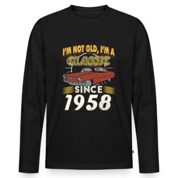 Vintage 1958 Vintage cadeau d’anniversaire - T-shirt manches longues Premium bio Homme - noir - Devant - Nico (187cm)