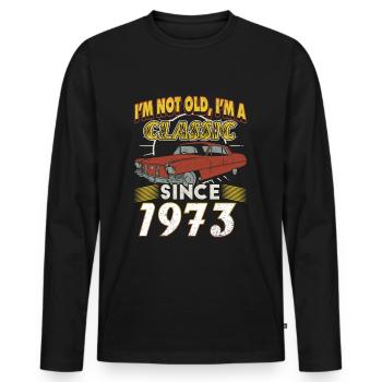 Voiture Vintage 1973 50e anniversaire Cadeau Homme - T-shirt manches longues Premium bio Homme - noir - Devant - Nico (187cm)