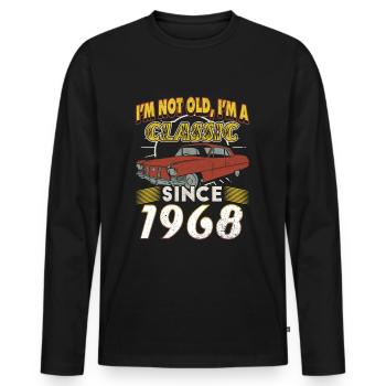 Vintage Car Year 1968 Vintage Birthday Gift - Men's Premium Organic Long Sleeve Shirt - black - Front - Nico (187cm)