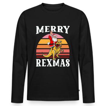 Merry Rexmas - Men's Premium Organic Long Sleeve Shirt - black - Front - Nico (187cm)