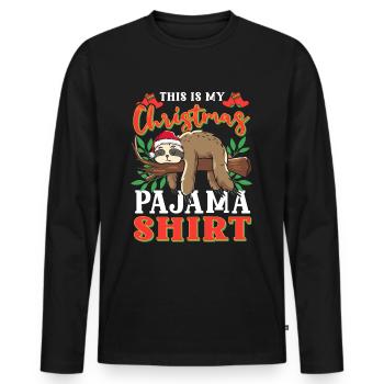THIS IS MY CHRISTMAS PAJAMA SHIRT - Männer Premium Bio Langarmshirt - Schwarz - Vorne - Nico (187cm)