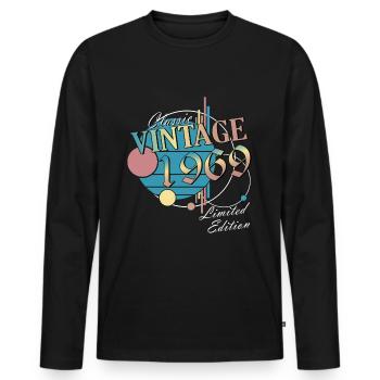 Millésime 1969 Anniversaire - T-shirt manches longues Premium bio Homme - noir - Devant - Nico (187cm)