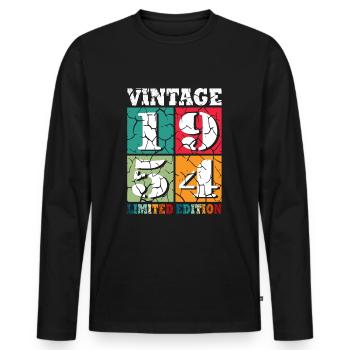 70th Birthday Born in 1954 70 Years - Men's Premium Organic Long Sleeve Shirt - black - Front - Nico (187cm)