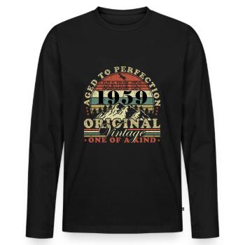 65e anniversaire Né en 1959 65 ans - T-shirt manches longues Premium bio Homme - noir - Devant - Nico (187cm)