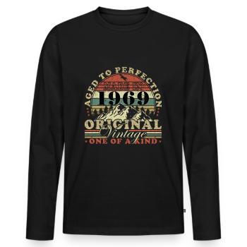 55. Geburtstag Jahrgang 1969 55 Jahre - Männer Premium Bio Langarmshirt - Schwarz - Vorne - Nico (187cm)