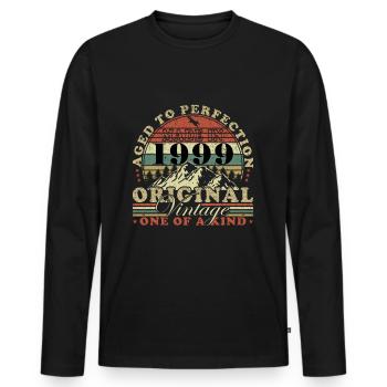 25th birthday Born in 1999 25 years old - Men's Premium Organic Long Sleeve Shirt - black - Front - Nico (187cm)