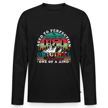 Construit en 1974 cadeau d’anniversaire Vintage - T-shirt manches longues Premium bio Homme - noir - Devant - Nico (187cm)