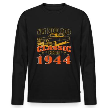 Vintage 1944 80e anniversaire cadeau homme - T-shirt manches longues Premium bio Homme - noir - Devant - Nico (187cm)
