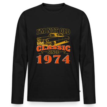 Vintage 1974 50th Birthday Gift Mens - Men's Premium Organic Long Sleeve Shirt - black - Front - Nico (187cm)