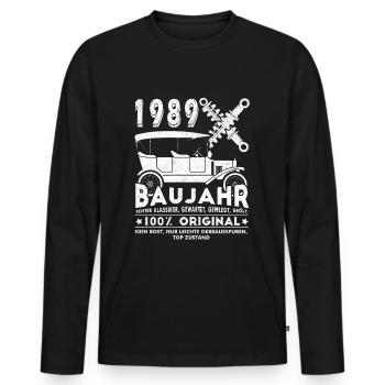 Construit en 1989 cadeau d’anniversaire - T-shirt manches longues Premium bio Homme - noir - Devant - Nico (187cm)