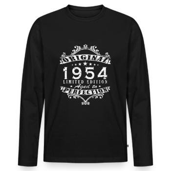 Construit en 1954 cadeau d’anniversaire Vintage - T-shirt manches longues Premium bio Homme - noir - Devant - Nico (187cm)