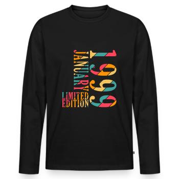 25e anniversaire 25 ans janvier 1999 - T-shirt manches longues Premium bio Homme - noir - Devant - Nico (187cm)