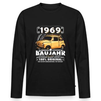 1969 - Jahrgang 1969 - Baujahr 1969 - Männer Premium Bio Langarmshirt - Schwarz - Vorne - Nico (187cm)