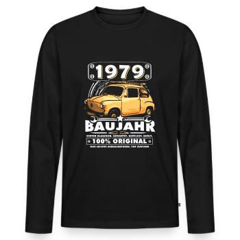 Oldtimer Baujahr 1979 Jahrgang Geburtstag Geschenk - Männer Premium Bio Langarmshirt - Schwarz - Vorne - Nico (187cm)