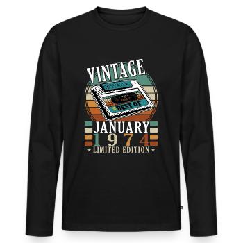 Januar 1974 Geburtstag 1974 - Männer Premium Bio Langarmshirt - Schwarz - Vorne - Nico (187cm)
