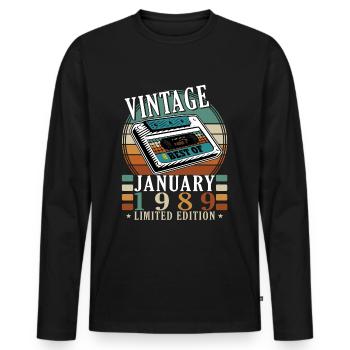 January 1989 | January 1989 Jubilee 1989 - Men's Premium Organic Long Sleeve Shirt - black - Front - Nico (187cm)