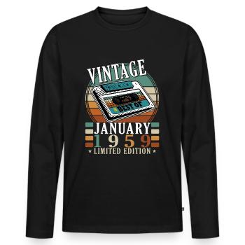 1959 January 1959 Jubilee January 1959 - Men's Premium Organic Long Sleeve Shirt - black - Front - Nico (187cm)