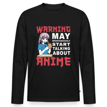 Citation d’anime Anime drôle Parler d’anime - T-shirt manches longues Premium bio Homme - noir - Devant - Nico (187cm)