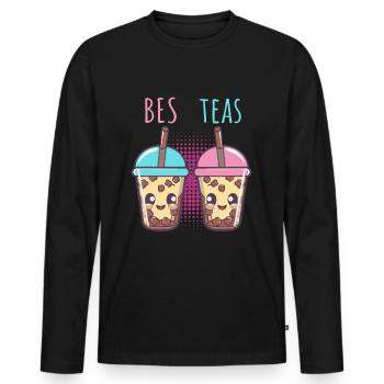 Bubble Tea - Men's Premium Organic Long Sleeve Shirt - black - Front - Nico (187cm)
