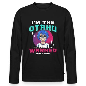 I Am The Otaku Your Parents Warned You About - Men's Premium Organic Long Sleeve Shirt - black - Front - Nico (187cm)