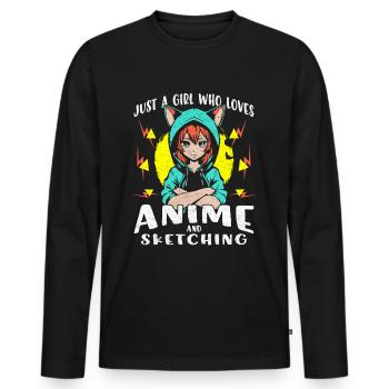 Juste une fille qui aime l’anime Anime Girl Anime Merch - T-shirt manches longues Premium bio Homme - noir - Devant - Nico (187cm)