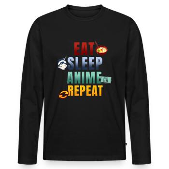 Eat Sleep Anime Repeat Cute Manga Animes - Men's Premium Organic Long Sleeve Shirt - black - Front - Nico (187cm)