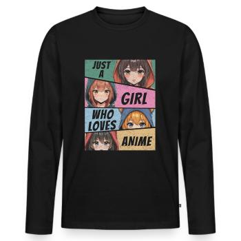 Anime Merch Juste Une Fille Qui Aime L’anime Anime Fille - T-shirt manches longues Premium bio Homme - noir - Devant - Nico (187cm)