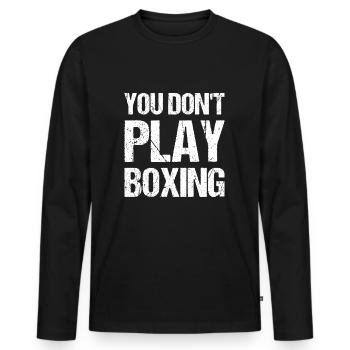 Boxkämpfer, Boxsport, Boxen Geschenkidee - Männer Premium Bio Langarmshirt - Schwarz - Vorne - Nico (187cm)