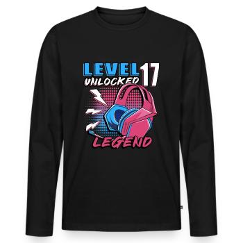 17.Geburtstag - 17 jahre level 17 freigeschaltet - Männer Premium Bio Langarmshirt - Schwarz - Vorne - Nico (187cm)