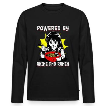 powered by Anime and Ramen - Männer Premium Bio Langarmshirt - Schwarz - Vorne - Nico (187cm)