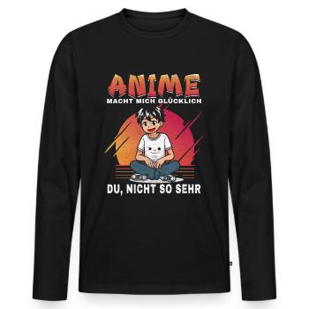 Anime makes me happy, you not so much - Men's Premium Organic Long Sleeve Shirt - black - Front - Nico (187cm)
