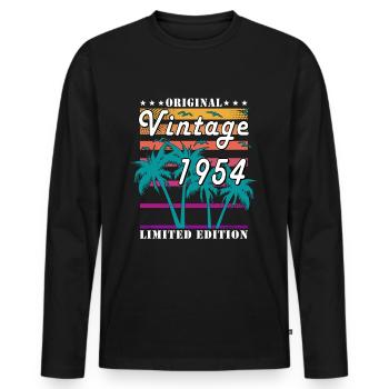 Vintage 1954 Anniversaire Rétro 1954 - T-shirt manches longues Premium bio Homme - noir - Devant - Nico (187cm)