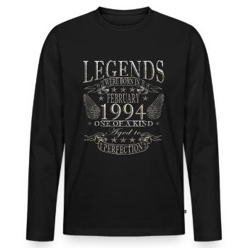 30 Jahre alt Baujahr 1994 Jahrgang Februar 1994 - Männer Premium Bio Langarmshirt - Schwarz - Vorne - Nico (187cm)