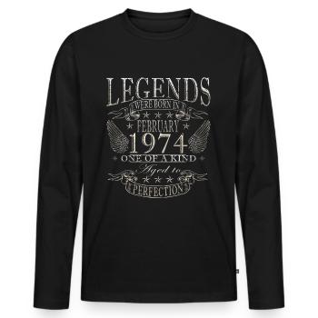 Février 1974 Vintage rétro cadeau d’anniversaire - T-shirt manches longues Premium bio Homme - noir - Devant - Nico (187cm)