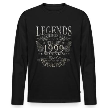 Februar 1999 - Februar 1999 Jubiläumsgeschenk - Männer Premium Bio Langarmshirt - Schwarz - Vorne - Nico (187cm)