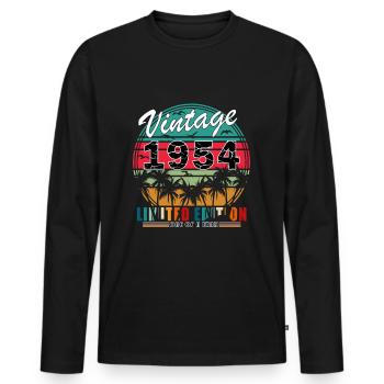 1954 Vintage Born Vintage 70th Birthday - Men's Premium Organic Long Sleeve Shirt - black - Front - Nico (187cm)