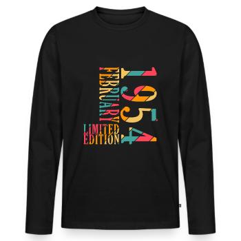 70 ans Année de naissance 1954 Né en février 1954 - T-shirt manches longues Premium bio Homme - noir - Devant - Nico (187cm)