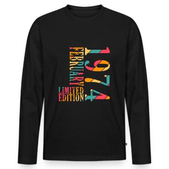 Jubilé février 1974. Don février 1974. - T-shirt manches longues Premium bio Homme - noir - Devant - Nico (187cm)