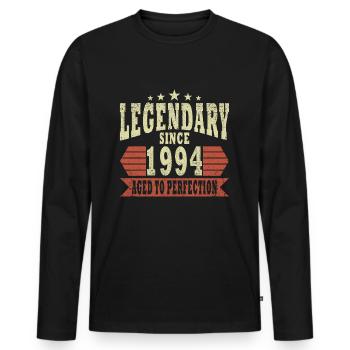 Legends 1994 - Men's Premium Organic Long Sleeve Shirt - black - Front - Nico (187cm)