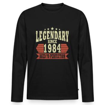 Legends 1984 - Men's Premium Organic Long Sleeve Shirt - black - Front - Nico (187cm)