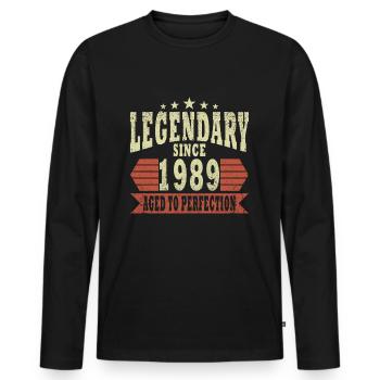 Legend 1989 Vintage - Men's Premium Organic Long Sleeve Shirt - black - Front - Nico (187cm)
