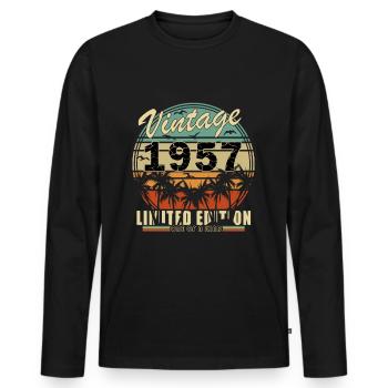 Millésime 1957 original | Cadeau d’anniversaire 1957 - T-shirt manches longues Premium bio Homme - noir - Devant - Nico (187cm)