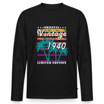 1940 ' s Vintage cadeau d’anniversaire des années 1940 - T-shirt manches longues Premium bio Homme - noir - Devant - Nico (187cm)