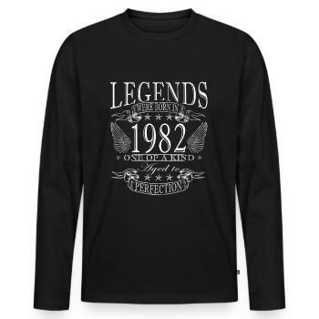 Birthday Legends 1982 Vintage 1982 Gift - Men's Premium Organic Long Sleeve Shirt - black - Front - Nico (187cm)