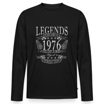 Legende 1976 Geburtstag legendär seit 1976 - Männer Premium Bio Langarmshirt - Schwarz - Vorne - Nico (187cm)