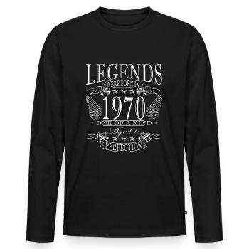 Légende 1970 Anniversaire Année de naissance 1970 Hommes - T-shirt manches longues Premium bio Homme - noir - Devant - Nico (187cm)
